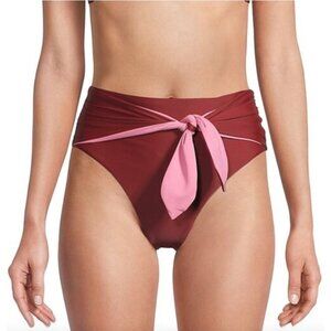 Veronica Beard Azoia Tie‎ Front Bikini Bottoms in Deep Brick Size XL